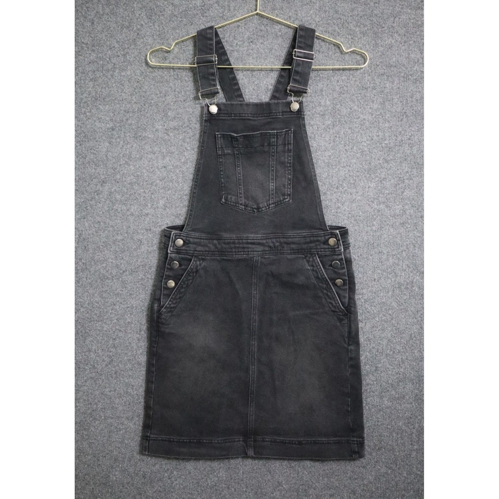 Boden Easy Overall Dungaree Dress Women 4 Faded Black Mini Linerless Denim Jean